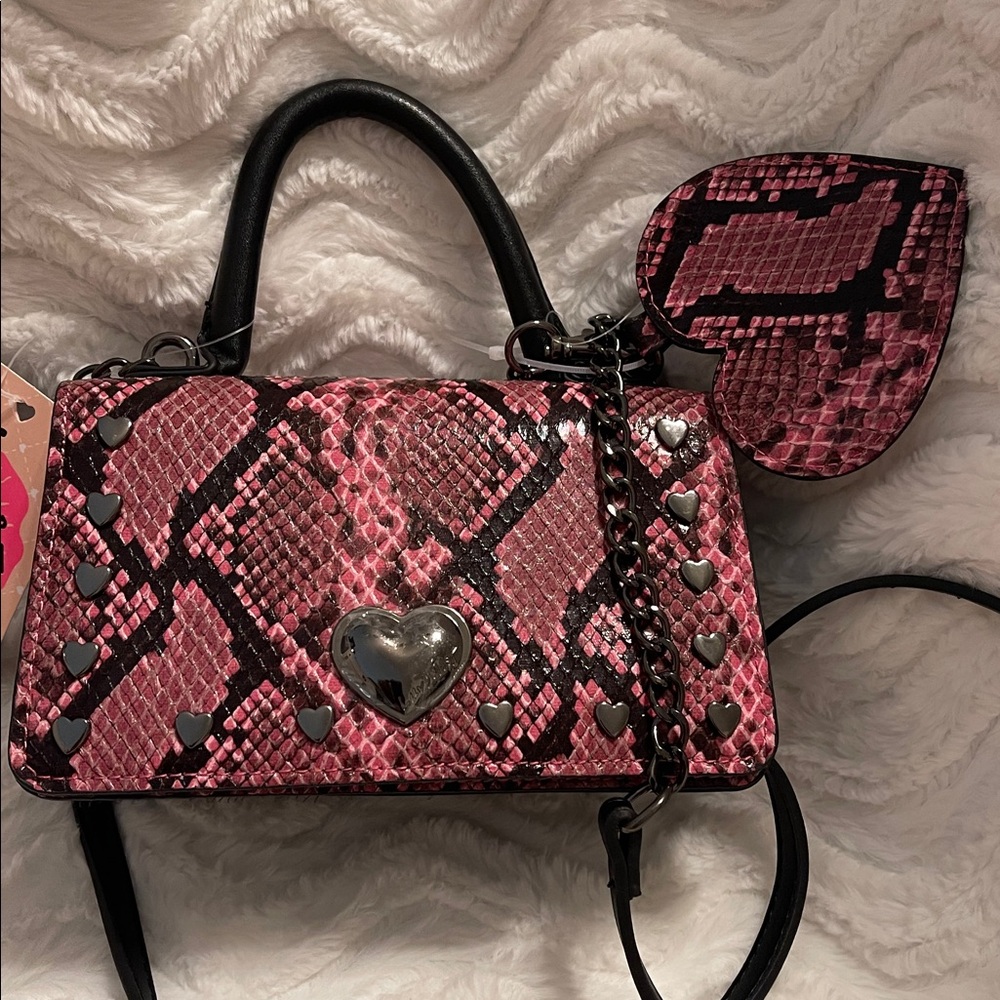 NWT Betsey Johnson Pink Snake Print Crossbody Bag - Picture 16 of 16